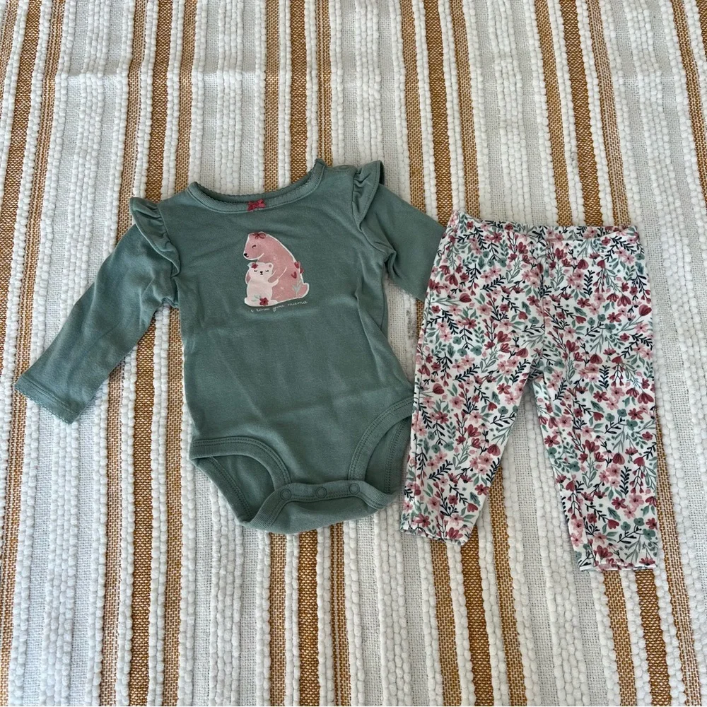 Baby 2-Piece Bears Bodysuit Pant‎ Set 6  Months